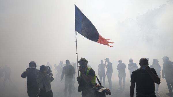 Fransa'da Sarı Yelekler, dört ay sonra yeniden ülke genelinde gösteriler düzenlerken başkent Paris’teki eylemde 222 kişi gözaltına alındı.  - Sputnik Türkiye