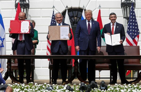 Beyaz Saray'da İsrail-BAE-Bahreyn normalleşme anlaşmaları imza töreni - Sputnik Türkiye
