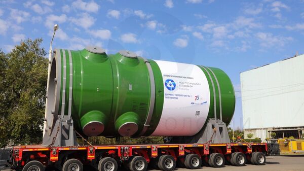 Akkuyu Nükleer Güç Santrali’nin yapımı süren 1 no’lu güç ünitesi için üretilen reaktör kabı - Sputnik Türkiye