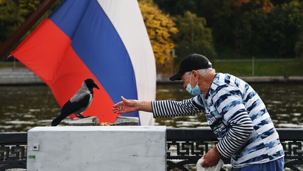 yaşlı adam, koronavirüs, Luzhniki parkı, Moskova, Rusya - Sputnik Türkiye
