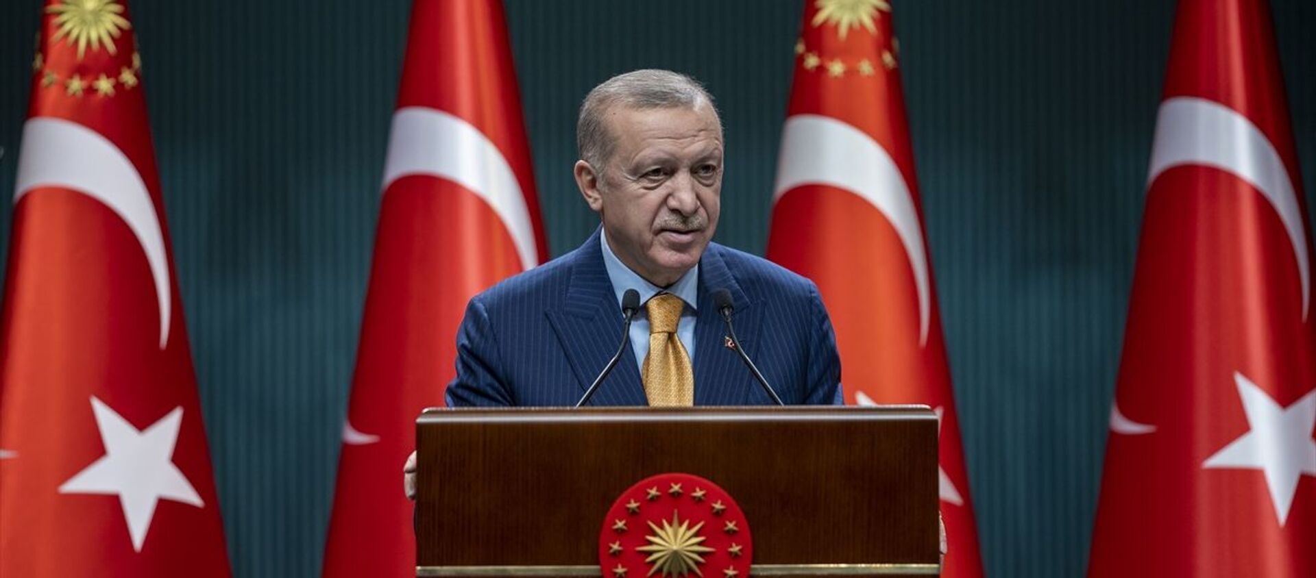 Türkiye Cumhurbaşkanı Recep Tayyip Erdoğan, Cumhurbaşkanlığı Kabine Toplantısı'nın ardından açıklamalarda bulundu. - Sputnik Türkiye, 1920, 17.02.2021