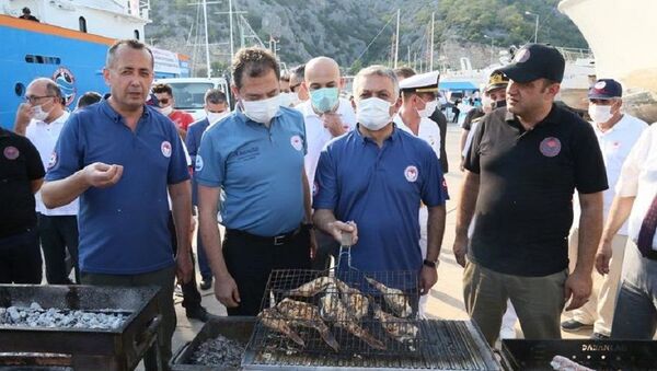 Balon balığı alım töreninde, aslan balığını mangalda pişirip yediler - Sputnik Türkiye