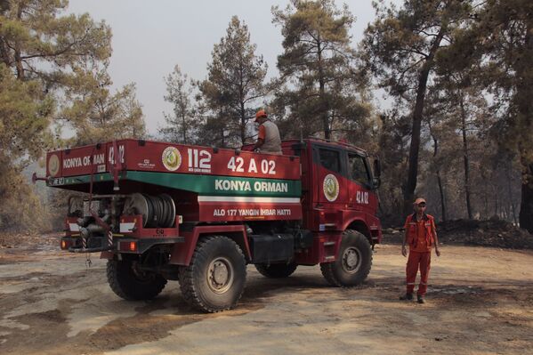 Yangın söndürme ekipleri gün boyu alevleri söndürmek için çalıştı. - Sputnik Türkiye