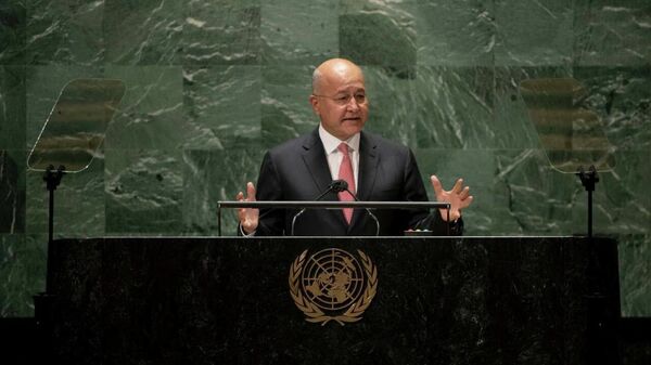 Irak Cumhurbaşkanı Berhem Salih Birleşmiş Milletler (BM) 76. Genel Kurulu Toplantısında - Sputnik Türkiye