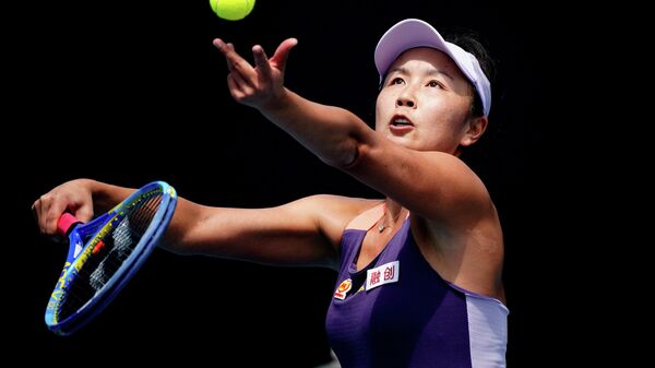 Çinli kadın tenisçi Peng Shuai Ocak 2020'de Avustralya Açık'ta bir maç sırasında  - Sputnik Türkiye
