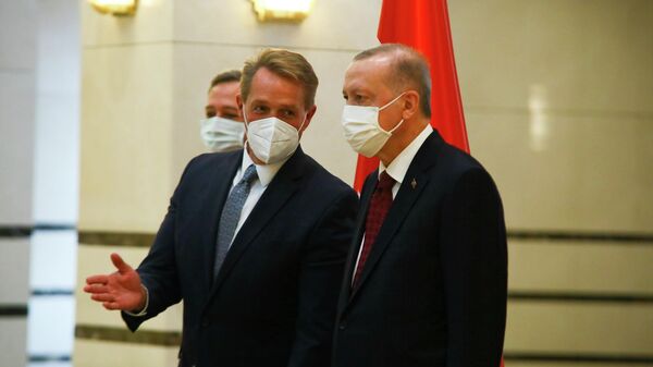Cumhurbaşkanı Recep Tayyip Erdoğan, ABD'nin Ankara Büyükelçisi Jeffry Flake'i kabul etti.
 - Sputnik Türkiye