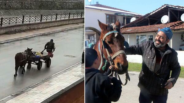 Atı yorulduğu için arabasını kendisi çeken hurdacıya ödül  - Sputnik Türkiye
