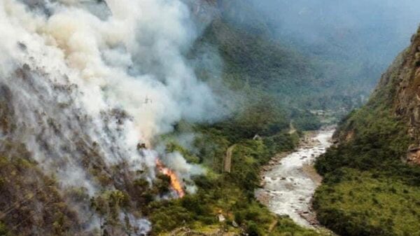 Peru'nun And Dağları'nda başlayan orman yangını Vatikan'ın yarısı büyüklüğündeki alanı küle çevirirken, Machu Picchu antik kentini de tehdit ediyor. - Sputnik Türkiye