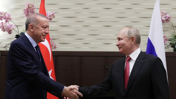  Devlet Başkanı Vladimir Putin ve Türkiye Cumhurbaşkanı Recep Tayyip Erdoğan - Sputnik Türkiye