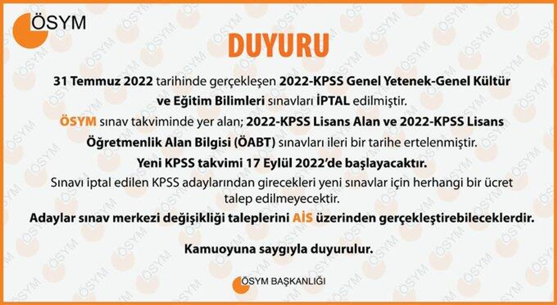 ÖSYM, yeni KPSS takvimini sosyal medyadan duyurdu. Açıklamaya göre yeni KPSS takvimi 17 Eylül'de başlayacak. - Sputnik Türkiye, 1920, 05.08.2022