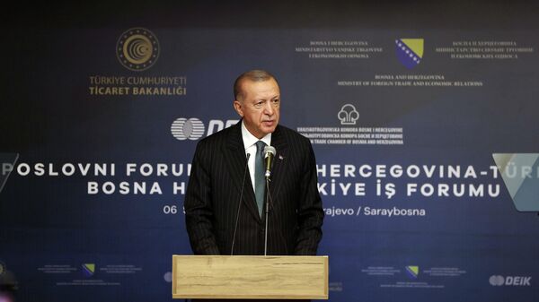  Cumhurbaşkanı Erdoğan, Bosna Hersek-Türkiye İş Forumu'nda konuştu - Sputnik Türkiye