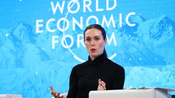 Dünya Ekonomik Forumu (WEF) özel oturumlarla İsviçre'nin Davos kasabasında devam ediyor. Foruma katılan Finlandiya Başbakanı Sanna Marin (fotoğrafta) konuşma yaptı. - Sputnik Türkiye