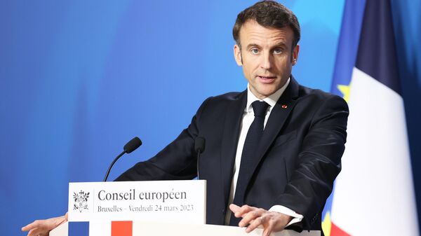 Avrupa Birliği (AB) Liderler Zirvesi, ikinci gün oturumu sona erdi. Toplantı sonrası Fransa Cumhurbaşkanı Emmanuel Macron, Brüksel’de basın toplantısı düzenledi.  - Sputnik Türkiye