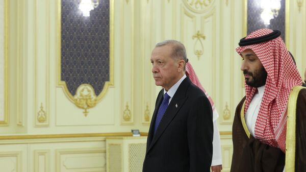 Cumhurbaşkanı Recep Tayyip Erdoğan ve Suudi Arabistan Veliaht Prensi Muhammed Bin Selman  - Sputnik Türkiye