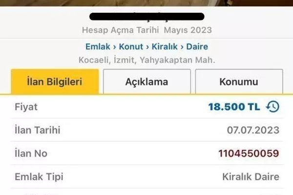 Kocaeli'de 7 Temmuz'da 18 bin 500 TL'ye ilana konulan kiralık dairenin, aynı hafta içinde fiyatı 2 bin TL yükseltilerek 20 bin 500 TL oldu.  - Sputnik Türkiye