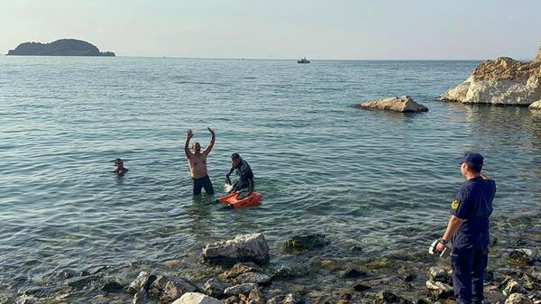 Van Gölü'nde bir kayanın üzerinde mahsur kalan vatandaş uzaktan kumandalı araçla kurtarıldı - Sputnik Türkiye