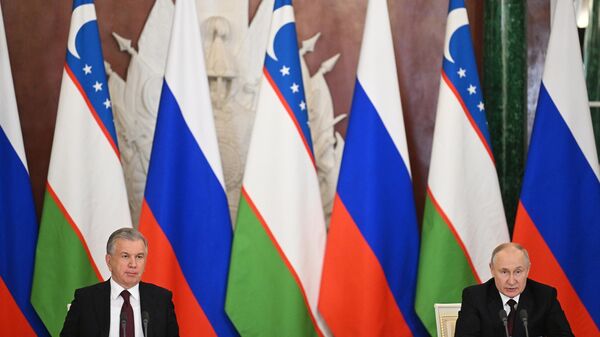  Vladimir Putin ile Şevket Mirziyoyev görüşmesi - Sputnik Türkiye