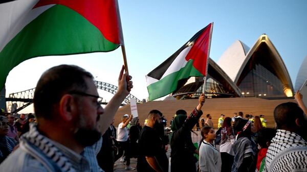 Filistinliler Avustralya’da Sidney Opera Binası önünde gösteri düzenledi - Sputnik Türkiye