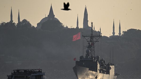 Cumhuriyet'in 100. yıl dönümü dolayısıyla Türk donanması, tarihinin en büyük resmigeçidini İstanbul Boğaz'ında yaptı. - Sputnik Türkiye