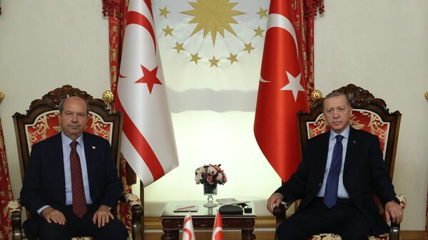 Cumhurbaşkanı Erdoğan, KKTC Cumhurbaşkanı Tatar ile görüştü - Sputnik Türkiye