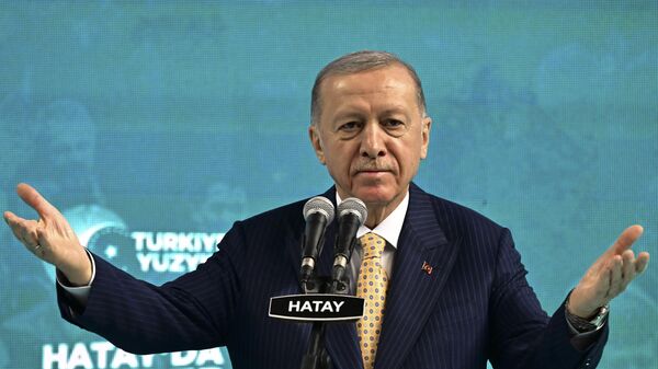 Cumhurbaşkanı Erdoğan, AK Parti Hatay İlçe Belediye Başkan Adayları Tanıtım Toplantısı - Sputnik Türkiye