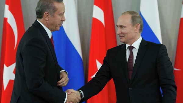 Rusya devlet başkanı Vladimir Putin ve Türkiye cumhurbaşkanı Recep Tayyip Erdoğan - Sputnik Türkiye