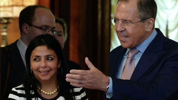 Venezüella Dışişleri Bakanı Delcy Rodriguez ve Rusya Dışişleri Bakanı Sergey Lavrov - Sputnik Türkiye