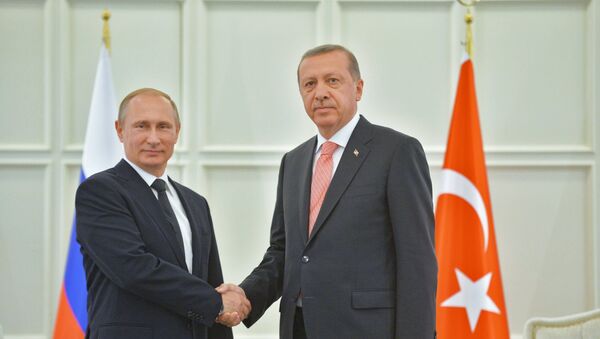 Russian President Vladimir Putin and his Turkish counterpart Recep Tayyip Erdogan - Sputnik Türkiye