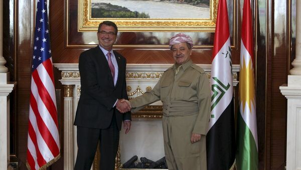 ABD Savunma Bakanı Ashton Carter - Irak Kürt Bölgesel Yönetimi (IKBY) Başkanı Mesud Barzani - Sputnik Türkiye