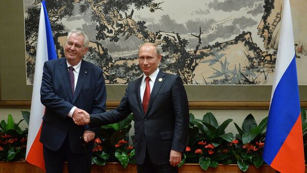 Çek Cumhuriyeti Cumhurbaşkanı Miloş Zeman ve  Rusya Devlet Başkanı Vladimir Putin - Sputnik Türkiye
