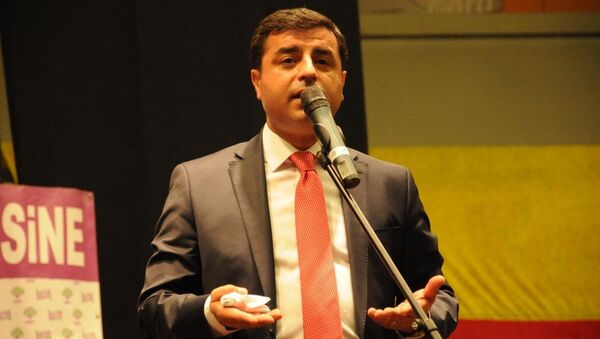 HDP Eş Genel Başkanı Selahattin Demirtaş Leverkusen'deki Smidt Arena'da düzenlenen Dayanışma Gecesi'nde konuştu. - Sputnik Türkiye