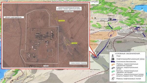 Suriye'nin Deyr ez-Zor bölgesinde  bulunan petrol tankerleri ve TIR'lar. - Sputnik Türkiye