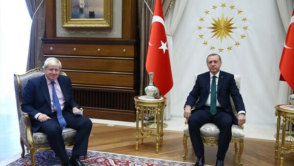 Cumhurbaşkanı Recep Tayyip Erdoğan (sağda), İngiltere Başbakanı Boris Johnson - Sputnik Türkiye