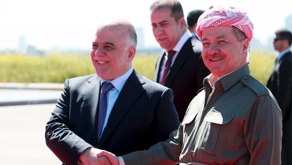 Irak Kürt Bölgesel Yönetimi Başkanı Mesud Barzani - Irak Başbakanı Haydar el İbadi - Sputnik Türkiye
