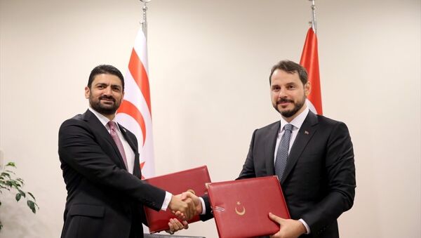 Enerji ve Tabii Kaynaklar Bakanı Berat Albayrak-Kuzey Kıbrıs Enerji ve Ekonomi Bakanı Sunat Atun - Sputnik Türkiye