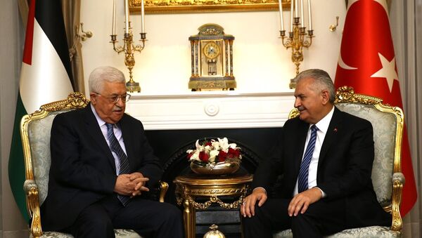 Başbakan Binali Yıldırım, Filistin Devlet Başkanı Mahmud Abbas (solda) ile Çankaya Köşkü'nde bir araya geldi. - Sputnik Türkiye