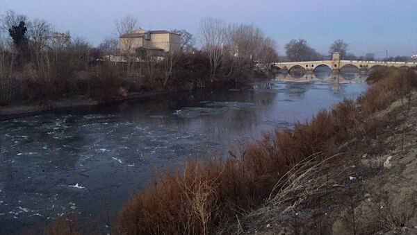 Edirne'de, Tunca Nehri'nin bazı kısımları buz tuttu. - Sputnik Türkiye