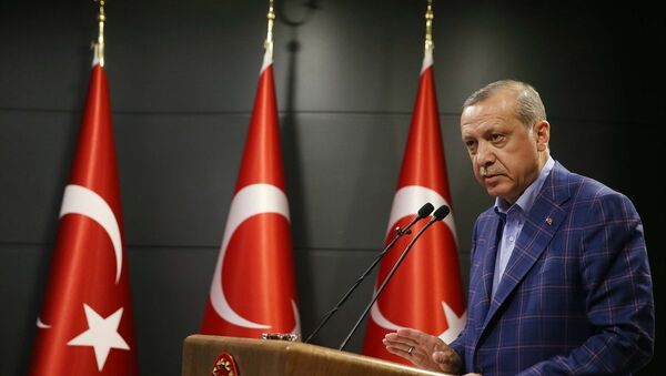 Cumhurbaşkanı Recep Tayyip Erdoğan, Huber Köşkü'nde basın mensuplarına açıklamalarda bulundu. - Sputnik Türkiye