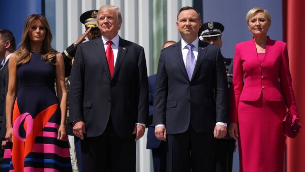 Donald Trump-Melania Trump- Andrzej Duda- Agata Kornhauser-Duda - Sputnik Türkiye