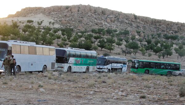 Fetih el Şam militanları ile ailelerini taşıyan otobüsler - Sputnik Türkiye