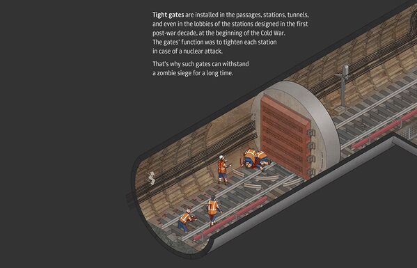 Rus illüstratör Max Degtyarev, yaptığı ilüstrasyonlarla olası bir zombi istilasında Moskova Metrosu’nun harika bir sığınak olabileceğini gözler önüne serdi. - Sputnik Türkiye