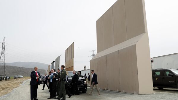 Trump  San Diego yakınlarında Meksika sınırına yapmak istediği duvar için hazırlanan örnekleri inceledi - Sputnik Türkiye
