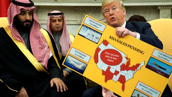 ABD Başkanı Donald Trump Suudi Arabistan Veliaht Prens Muhammed bin Selman Beyaz Saray Oval Ofis 20 Mart 2018 - Sputnik Türkiye