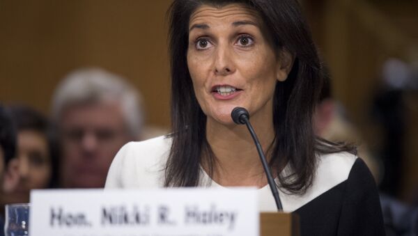 South Carolina Governor Nikki Haley testifies during her confirmation hearing for US Ambassador to the United Nations (UN) before the Senate Foreign Relations committee on Capitol Hill in Washington, DC - Sputnik Türkiye