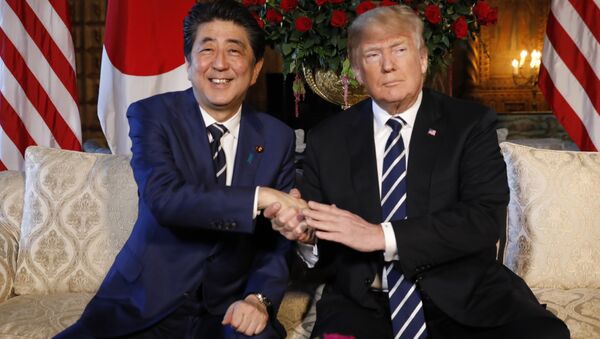 ABD Başkanı Donald Trump ve  Japonya Başbakanı Şinzo Abe Florida'daki  Mar-a-Lago yerleşkesinde bir araya geldi - Sputnik Türkiye