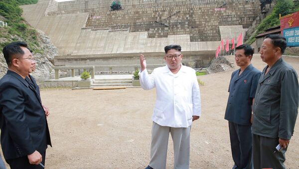 Kuzey Kore lideri Kim Jong-un  Orangchon Elektrik Santrali'ni teftiş ederken - Sputnik Türkiye