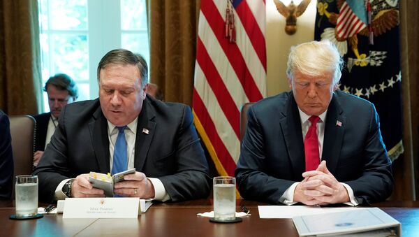 ABD Başkanı Donald Trump'ın başkanlığındaki kabine toplantısı, Dışişleri Bakanı Mike Pompeo'nun ettiği dua ile başladı - Sputnik Türkiye