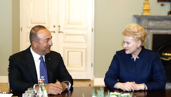 Dışişleri Bakanı Mevlüt Çavuşoğlu Vilnius'ta Litvanya Cumhurbaşkanı Dalia Grybauskaite tarafından ağırlandı. - Sputnik Türkiye