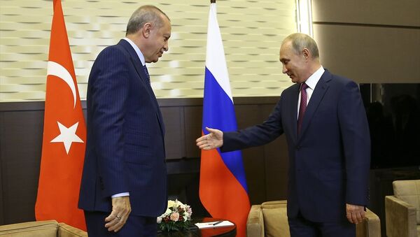 Rusya Devlet Başkanı Vladimir Putin ile Türkiye Cumhurbaşkanı Recep Tayyip Erdoğan Soçi'de - Sputnik Türkiye