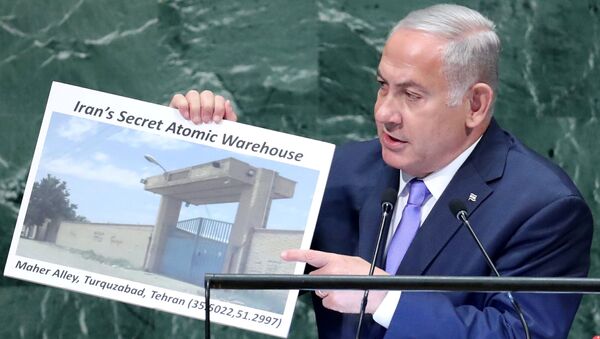 İsrail Başbakanı Benyamin Netanyahu 73. Birleşmiş Milletler Genel Kurulu'nda İran'ın Tahran yakınalrında gizli nükler tesisi olduğunu iddia etti - Sputnik Türkiye